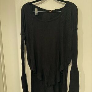 Free People Black Textured Top